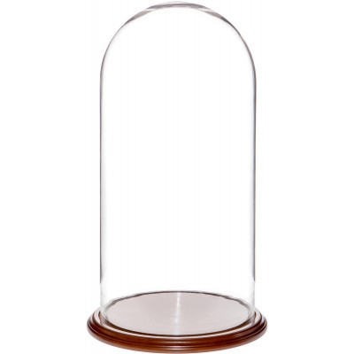 Plymor Brand 11.75" x 23" Glass Display Dome Cloche (Walnut Veneer Base) 840003144383  192572305904